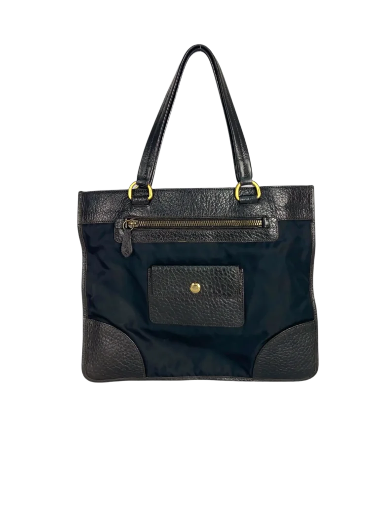 Nylon and grained leather shoulder bag, photo 4 of 9