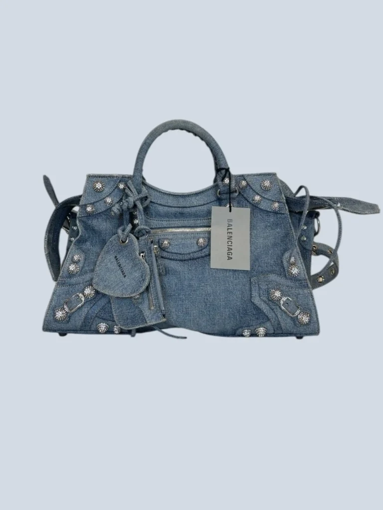 Borsa Neo Cagole in denim e strass.