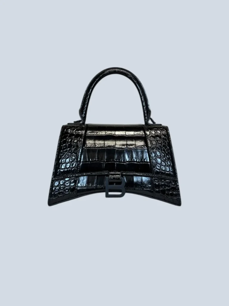 Borsa a tracolla Hourglass XS in pelle stampa coccodrillo., foto 2 di 12