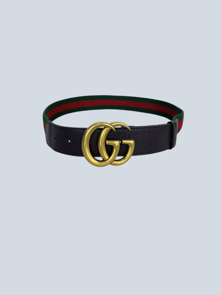 Cintura GG Marmont in tela Web e pelle, 85.
