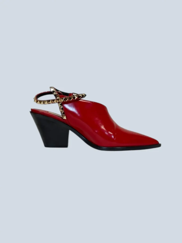 Garavani, mules Rockstud con tacco smussato in vernice, 38.