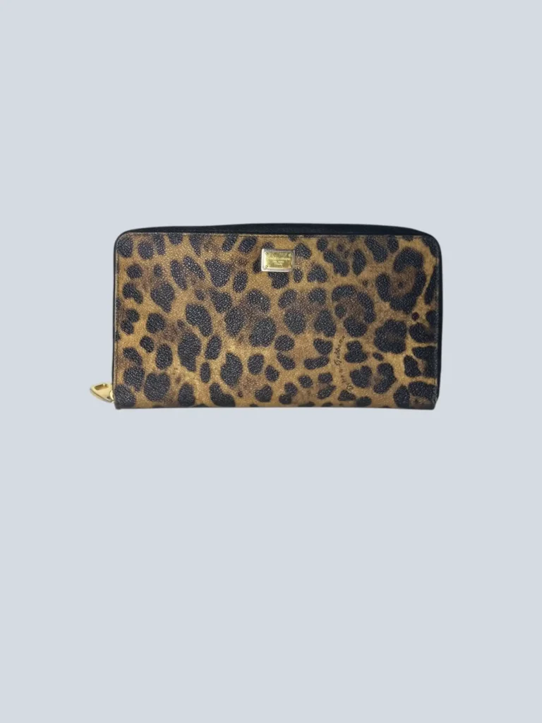 Portafoglio in pelle dauphine leopard.