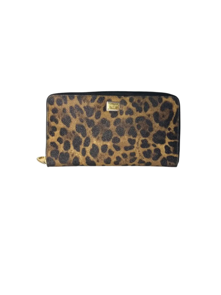 Portafoglio in pelle dauphine leopard.