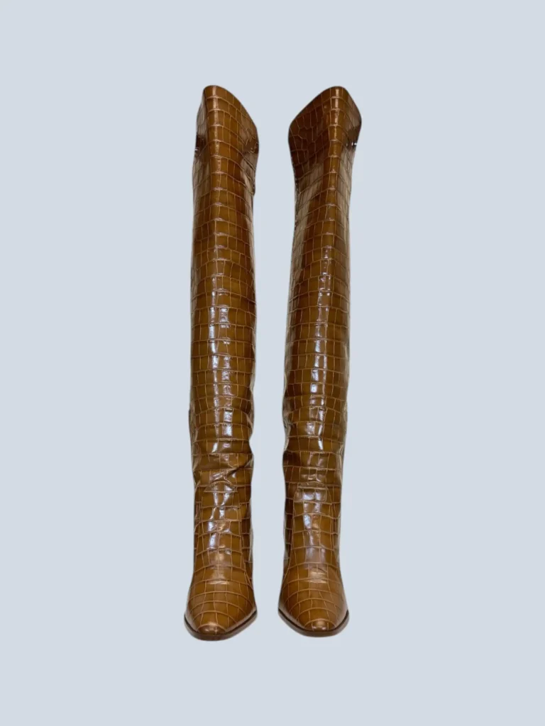 Croc-effect leather over-the-knee boots, 41., photo 4 of 10