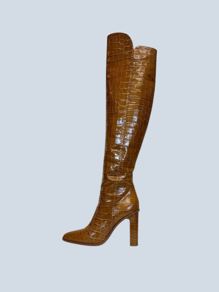 Croc-effect leather over-the-knee boots, 41., photo 2 of 10