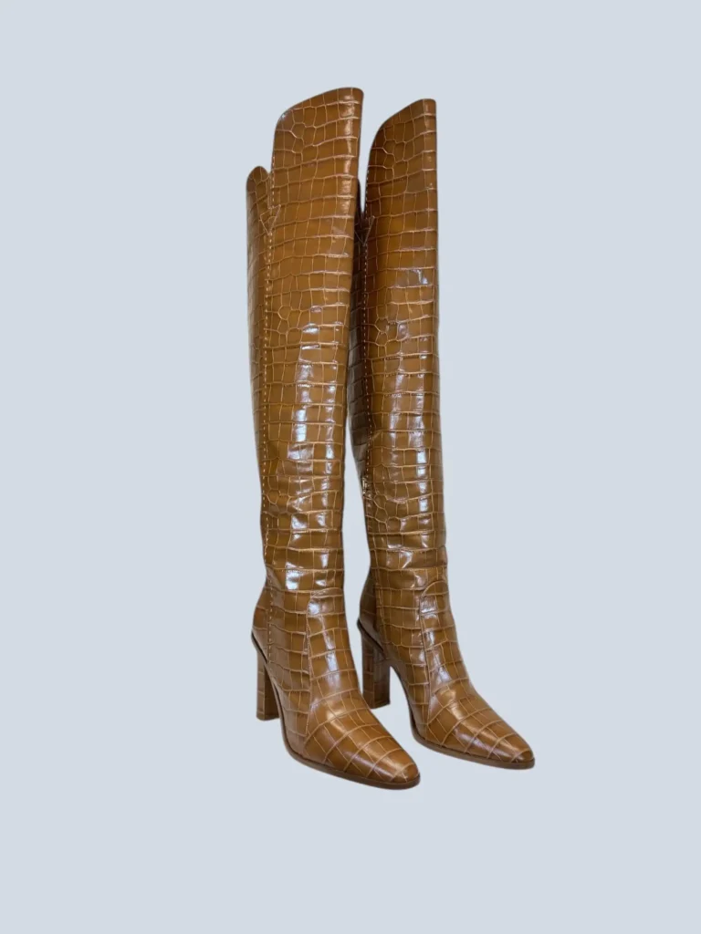 Croc-effect leather over-the-knee boots, 41., photo 3 of 10