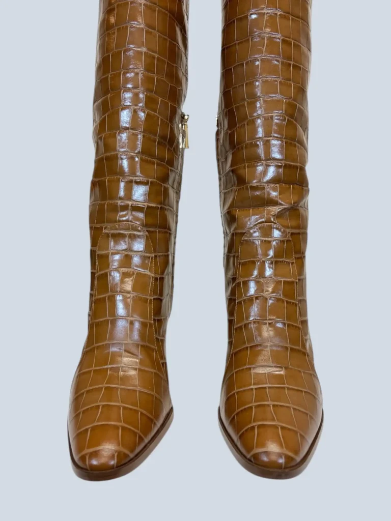 Croc-effect leather over-the-knee boots, 41., photo 7 of 10