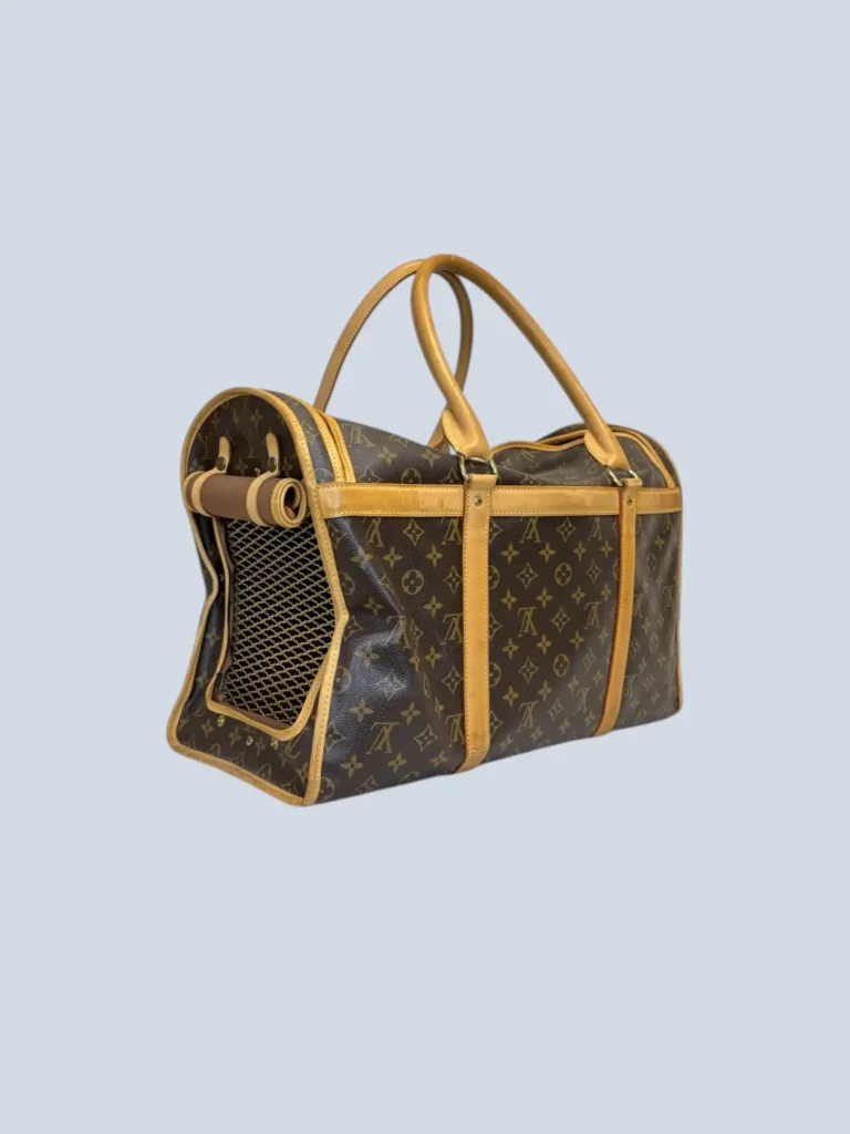Dog Carrier in tela Monogram e pelle.