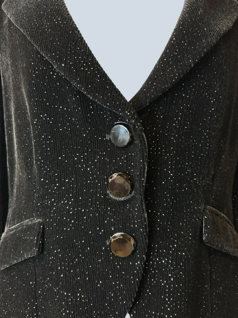 Blazer monopetto in velluto a coste con micro strass, 46., foto 7 di 8