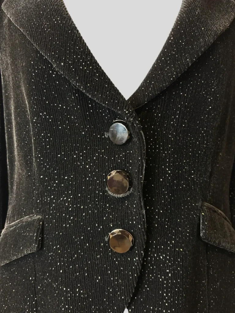 Blazer monopetto in velluto a coste con micro strass., foto 7 di 8
