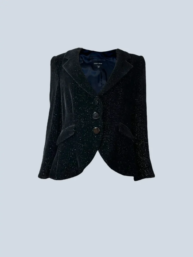 Blazer monopetto in velluto a coste con micro strass, 46.