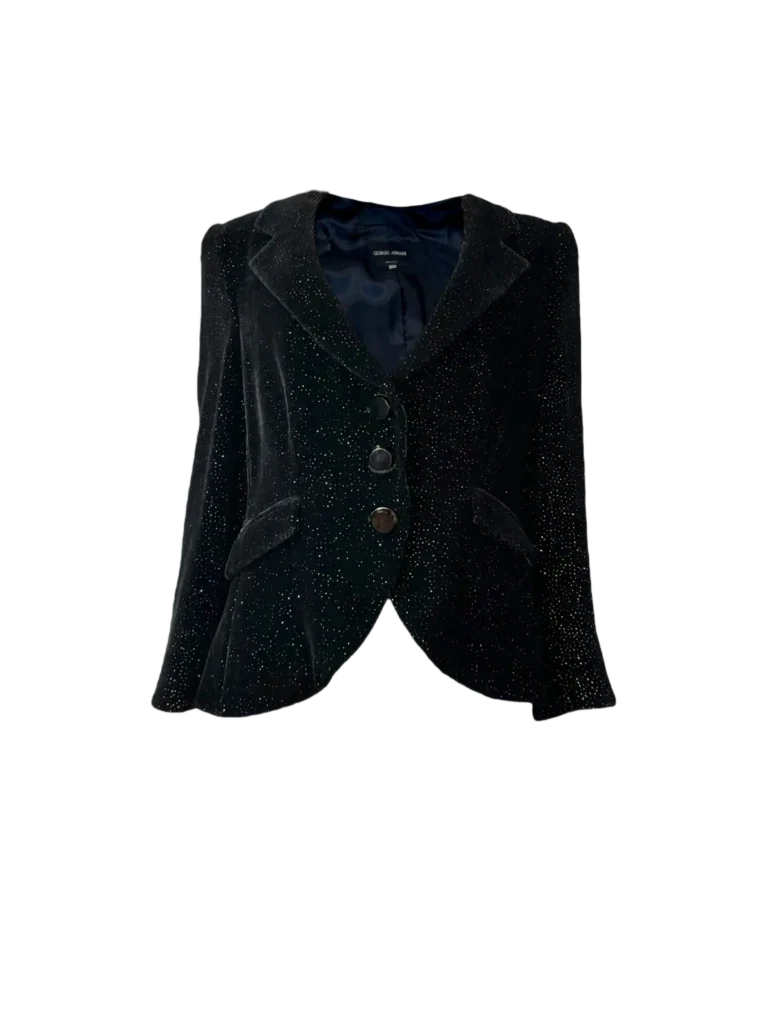 Single-breasted corduroy blazer with micro rhinestones, 46.