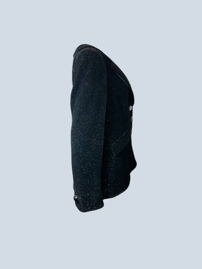 Blazer monopetto in velluto a coste con micro strass, 46., foto 2 di 8