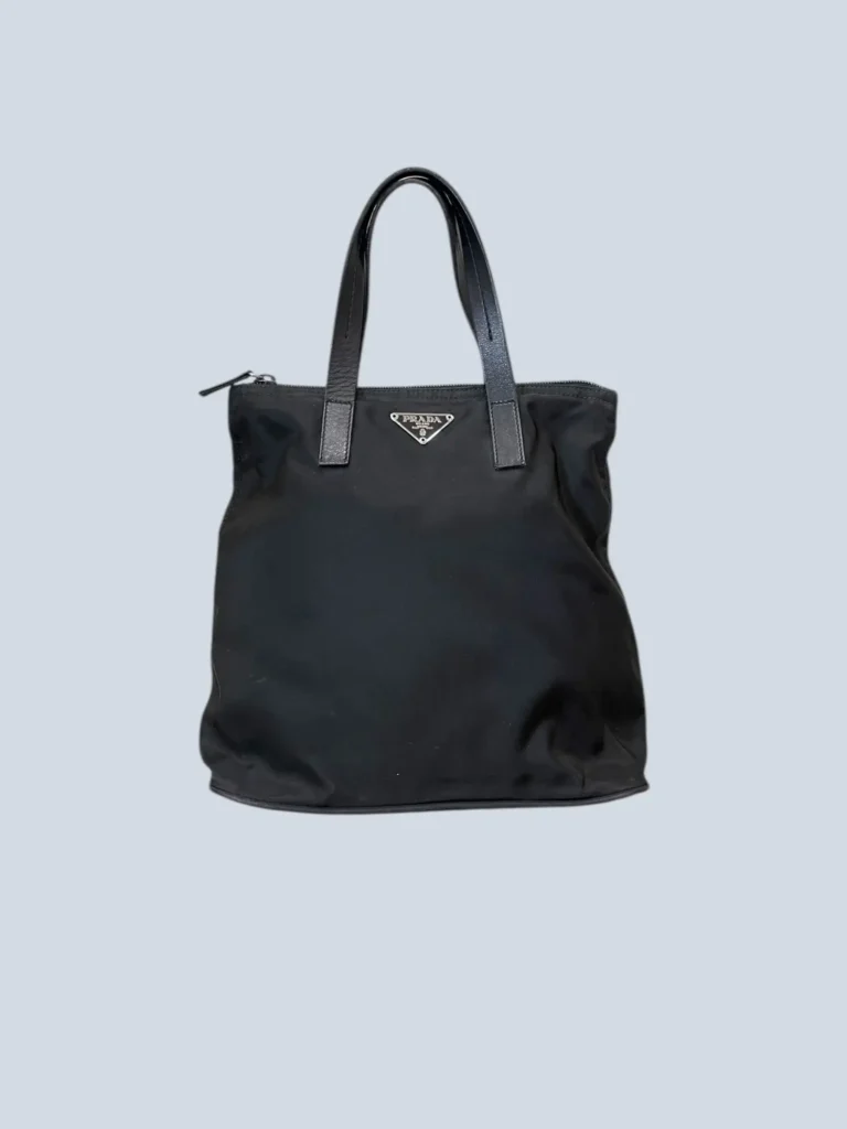 Nylon and leather handbag.