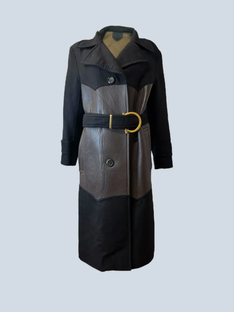 Wool and leather coat, 42.
