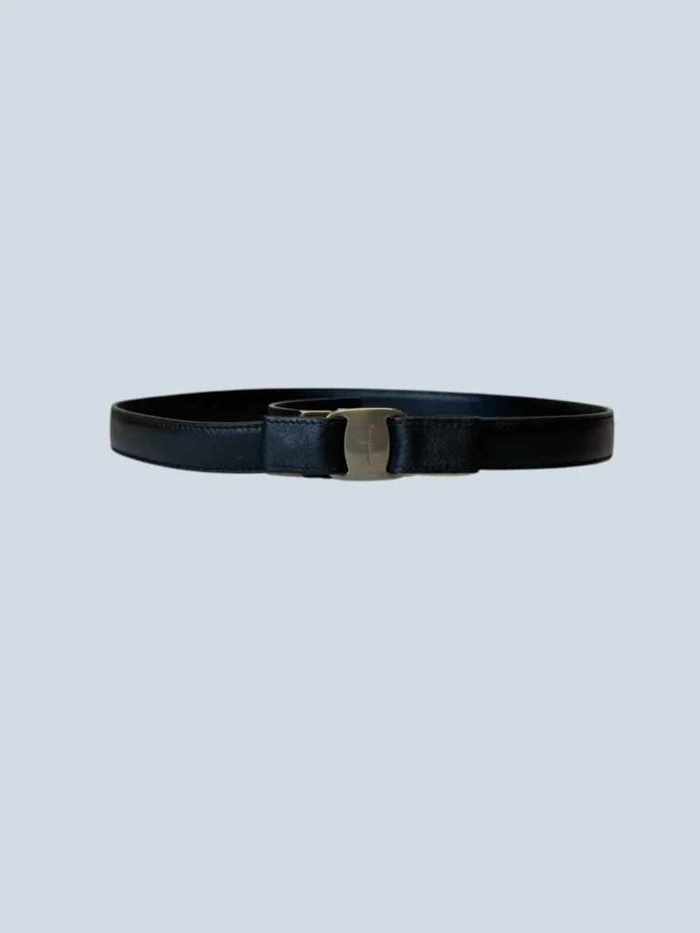 Cintura in pelle con fibbia logo, 75.