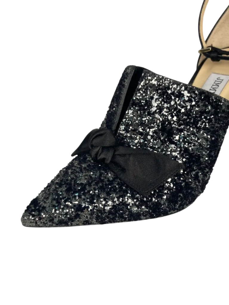 Décolleté Temple 100 in velluto glitterato e raso., foto 6 di 6