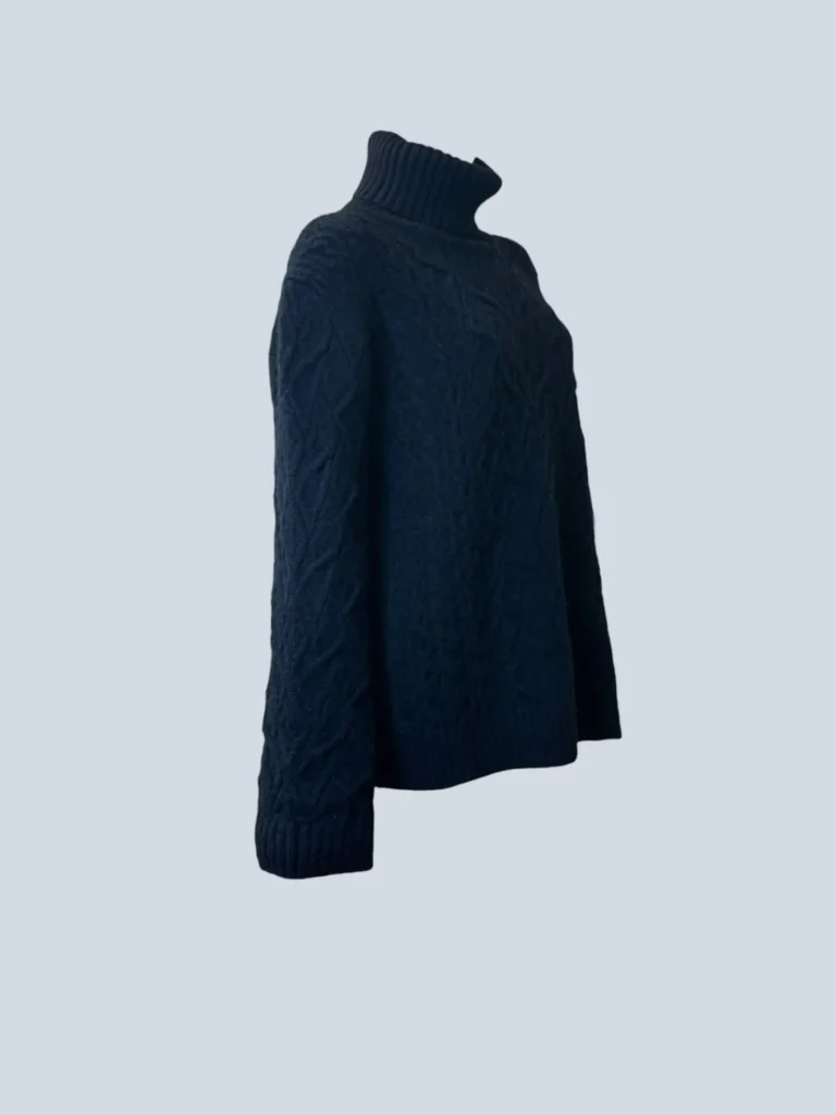 Maglione dolcevita a trecce in cachemire, L., foto 2 di 7