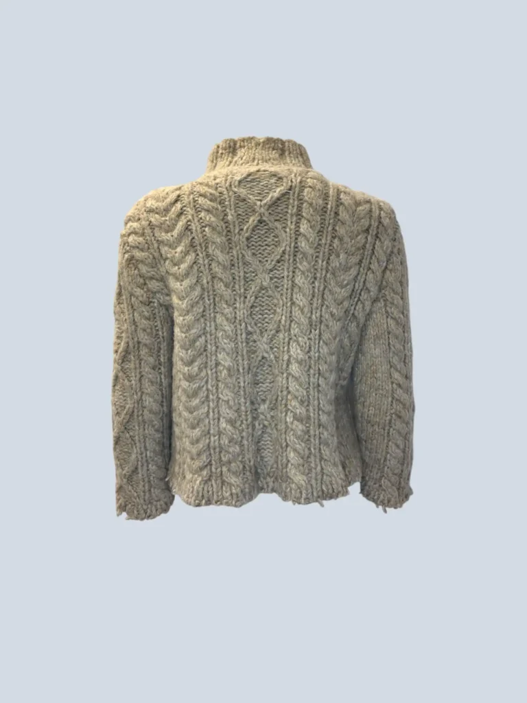 Maglione a trecce con bottoni e collo alto, M., foto 3 di 9