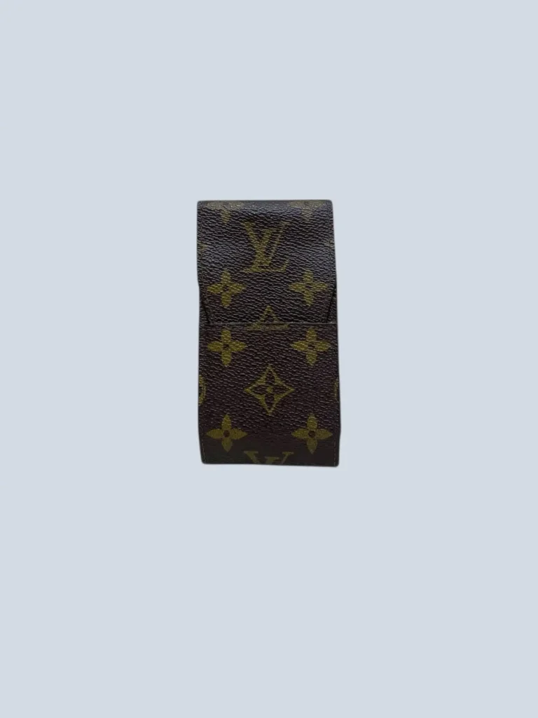 Monogram canvas and leather cigarette case.