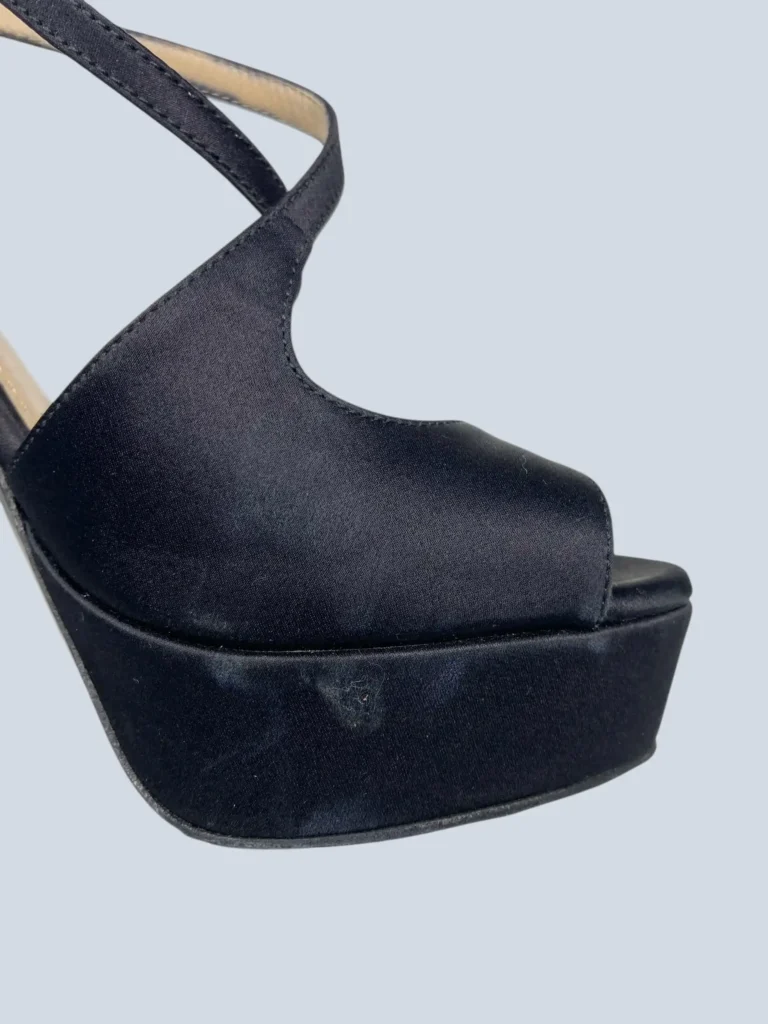 Sandali in satin e cristalli con plateau, 38., foto 6 di 7