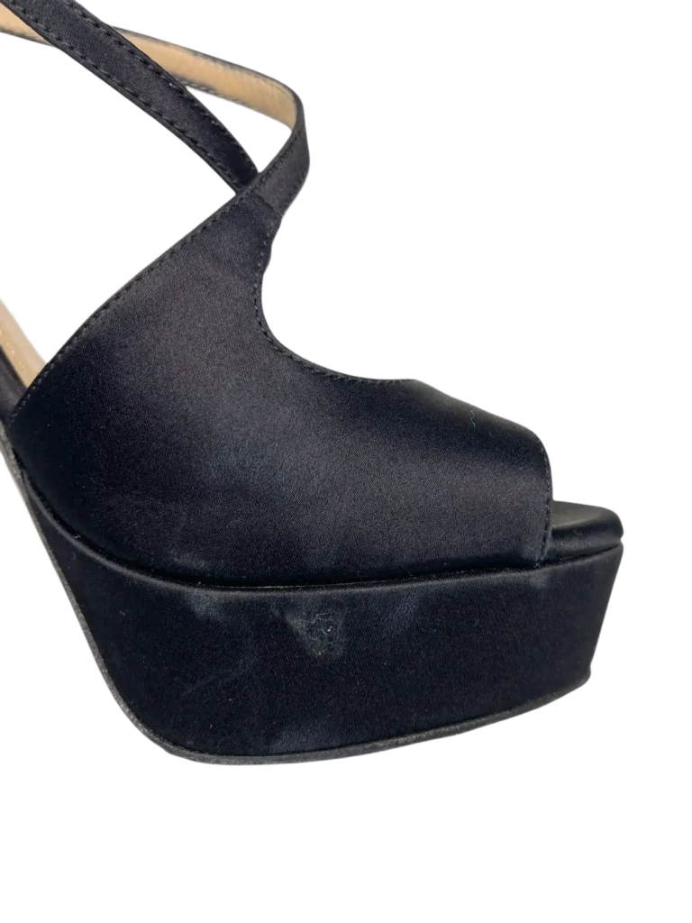 Sandali in satin e cristalli con plateau., foto 6 di 7