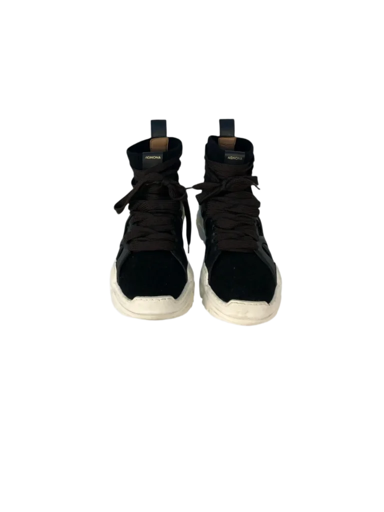 Leather and cashmere knit sneakers, photo 4 of 9
