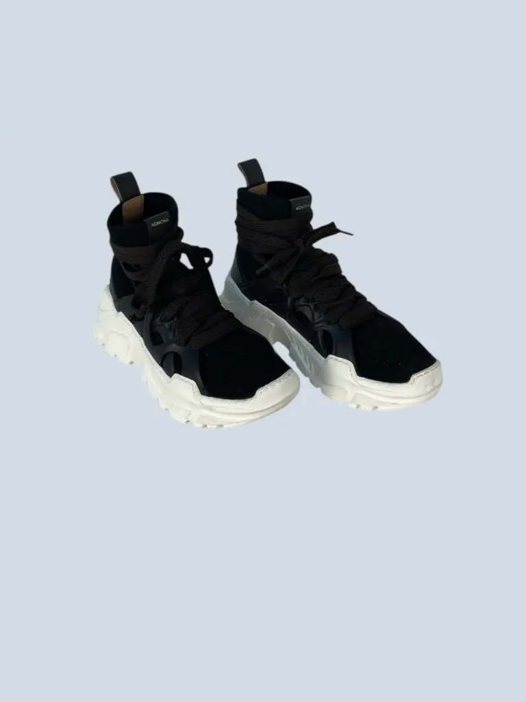 Sneakers in pelle e maglia di cachemire, 37., foto 3 di 9