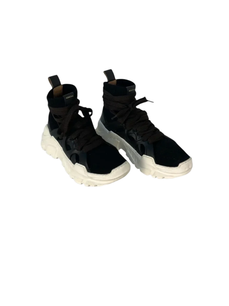 Leather and cashmere knit sneakers, photo 3 of 9