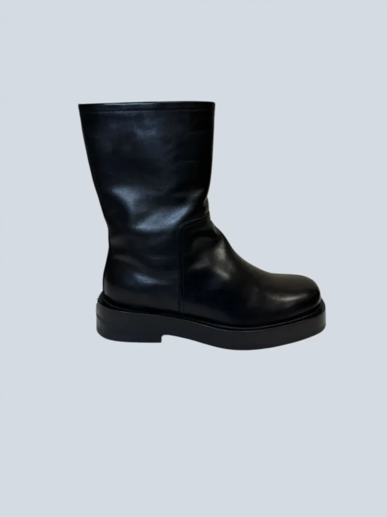 Stivaletti in pelle nera con logo, 40.