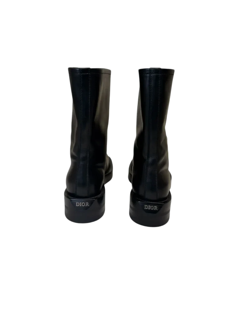 Black leather logo ankle boots, 40., photo 4 of 6