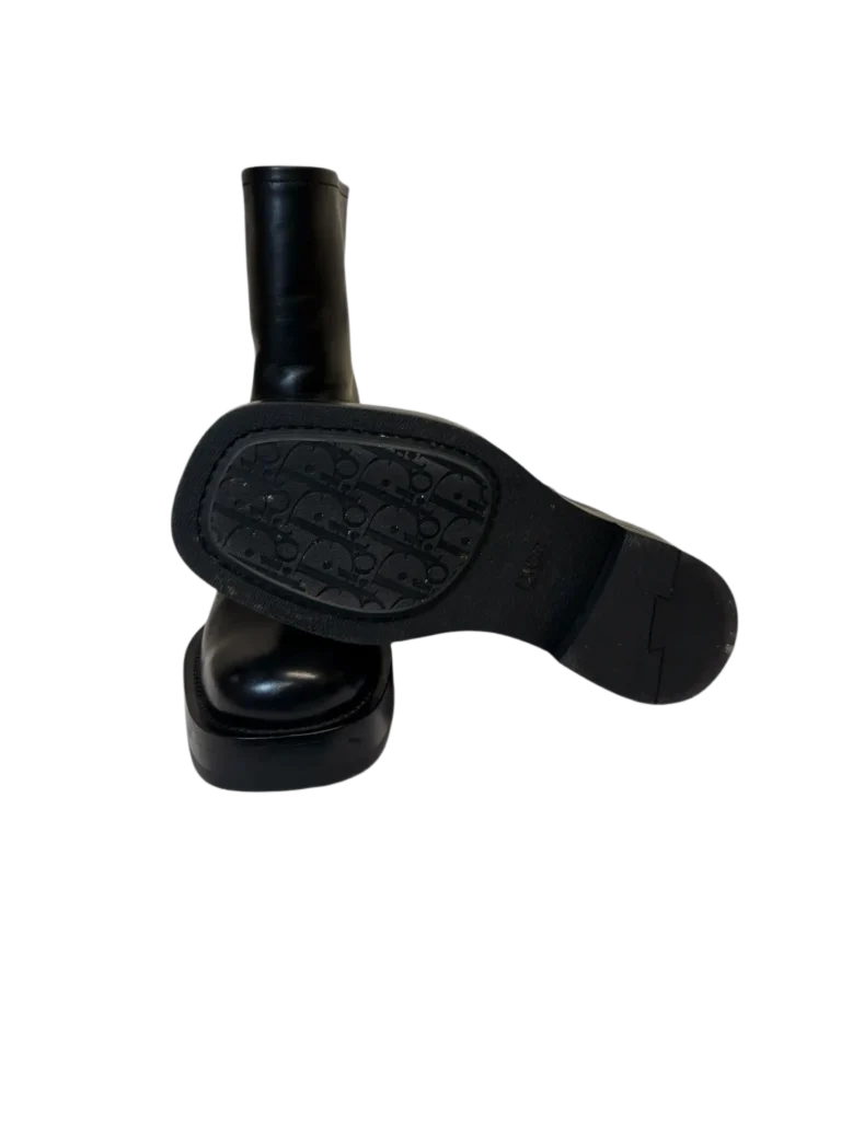 Black leather logo ankle boots, 40., photo 5 of 6
