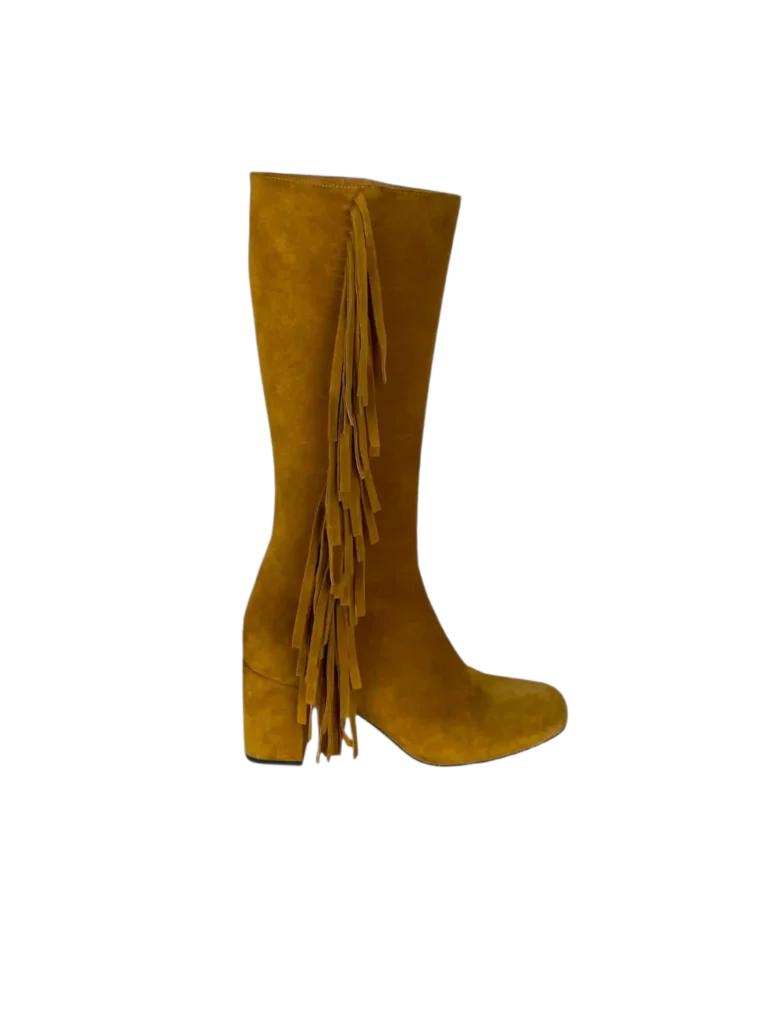Stivali alti Babies in pelle scamosciata con frange, 36.
