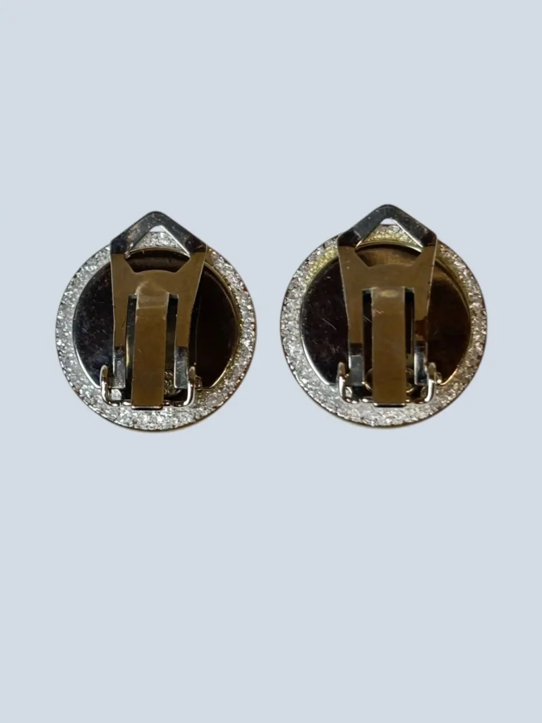 Round CC logo glitter clip-on earrings, photo 4 of 4