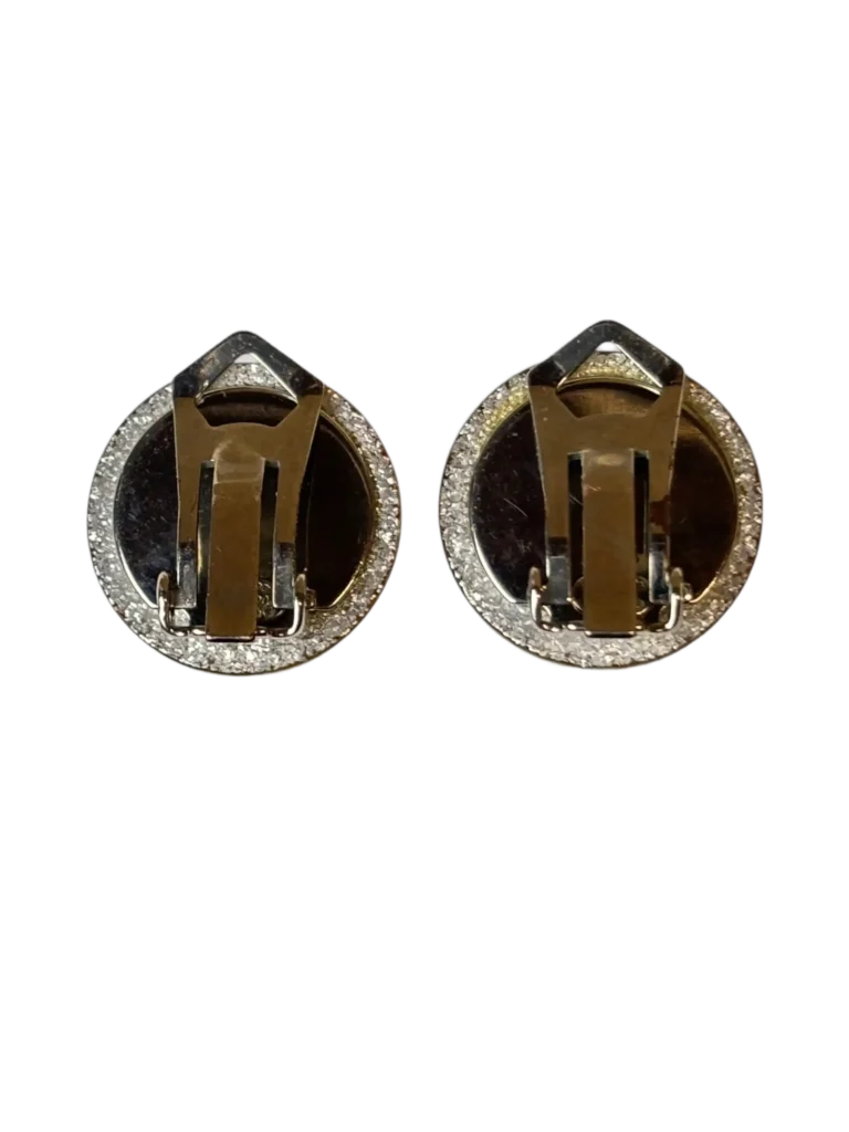 Round CC logo glitter clip-on earrings, photo 4 of 4