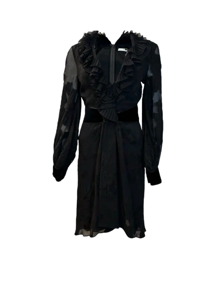 By Frida Giannini, abito midi in misto seta con volant, 38.