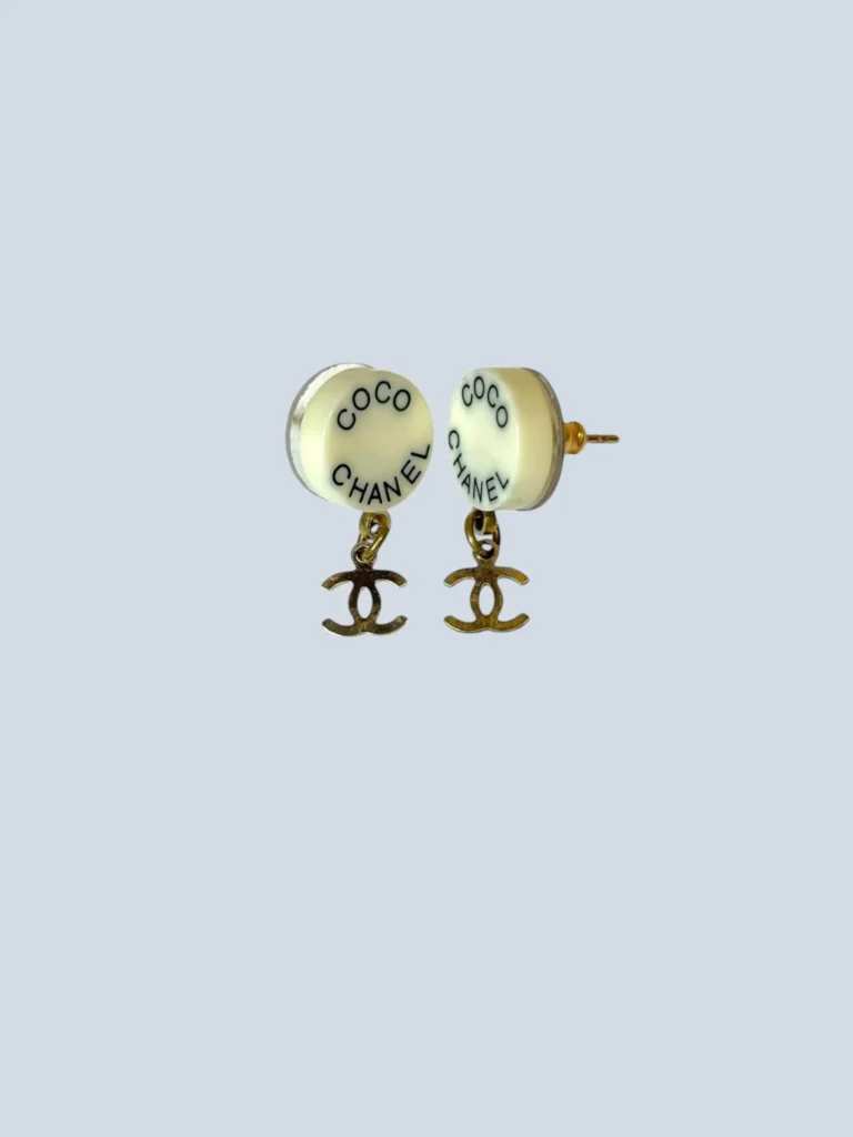 Coco Chanel metal drop earrings.
