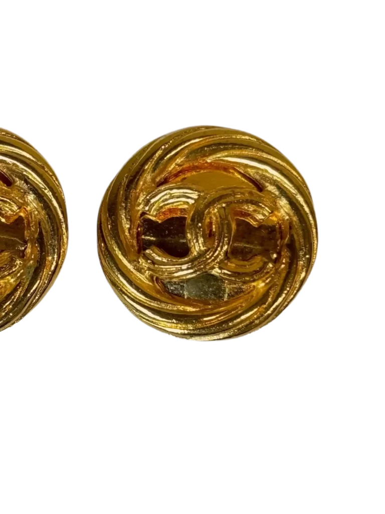 Gold-plated CC logo clip earrings, photo 3 of 4