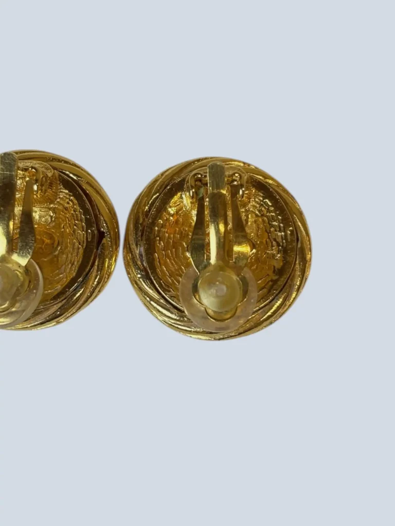 Gold-plated CC logo clip earrings, photo 4 of 4