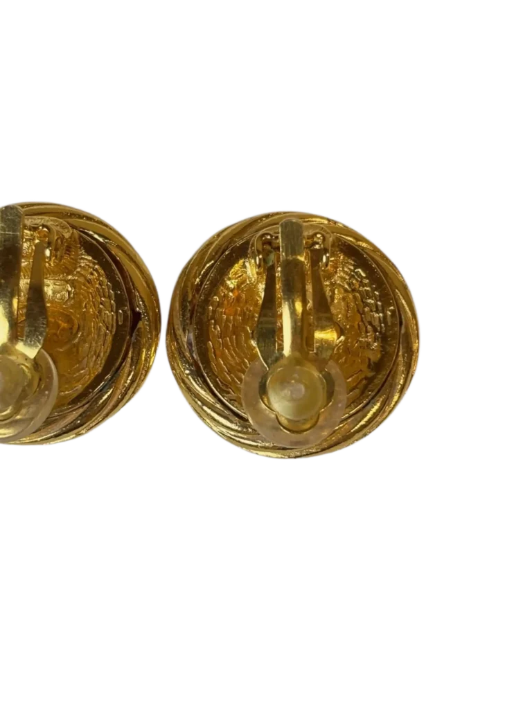 Gold-plated CC logo clip earrings, photo 4 of 4