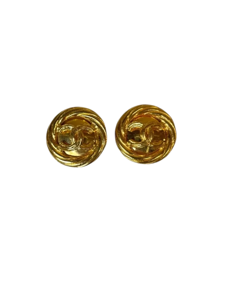 Gold-plated CC logo clip-on earrings.