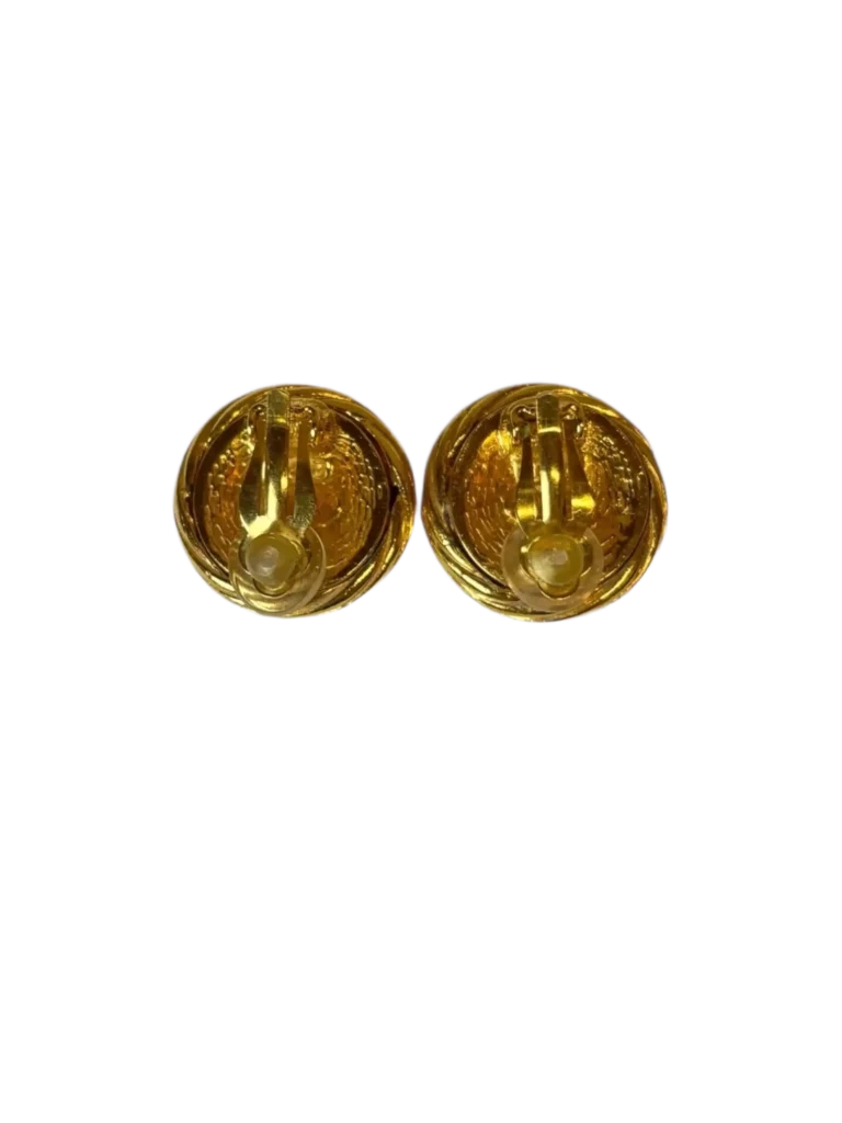 Gold-plated CC logo clip earrings, photo 2 of 4