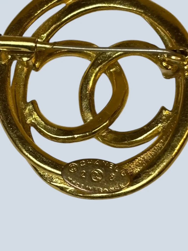 Gold-plated asymmetric CC logo brooch, photo 4 of 4