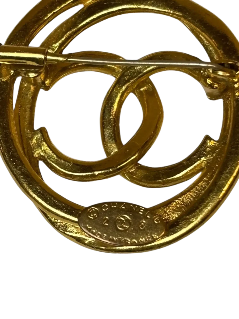 Gold-plated asymmetric CC logo brooch, photo 4 of 4