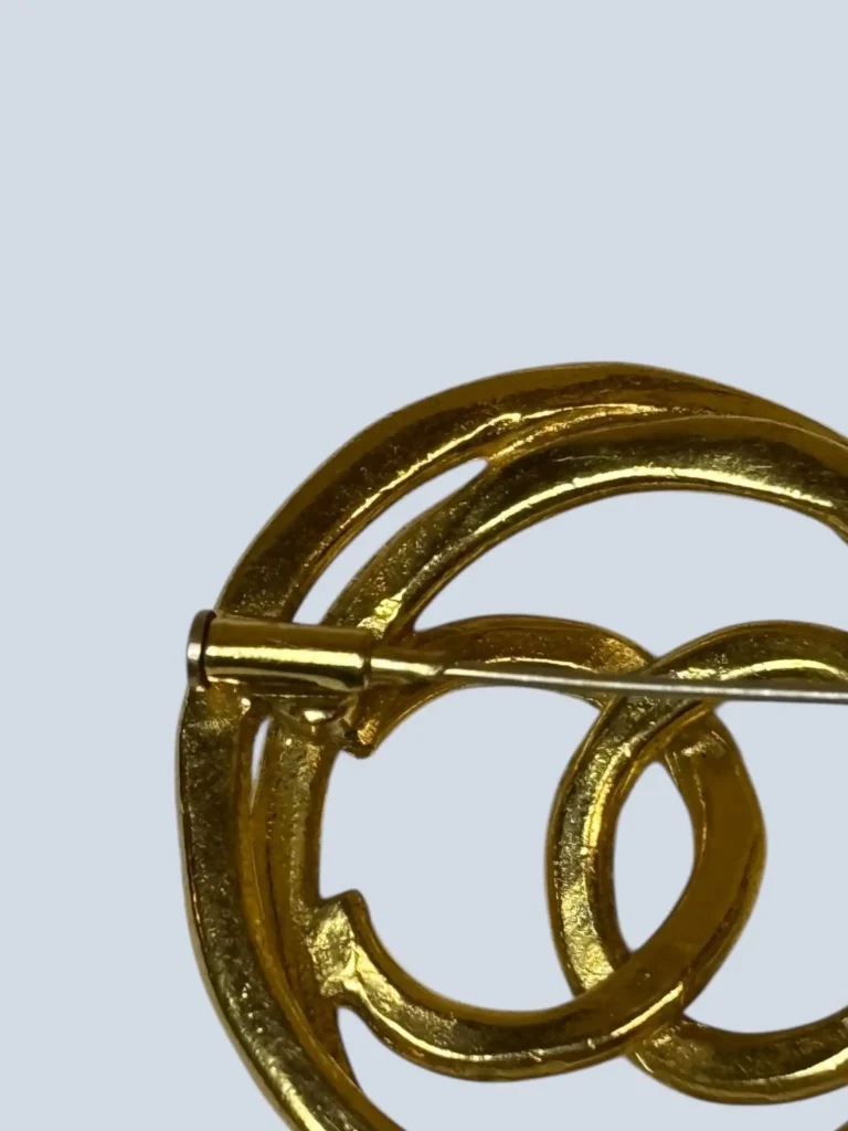 Gold-plated asymmetric CC logo brooch, photo 3 of 4