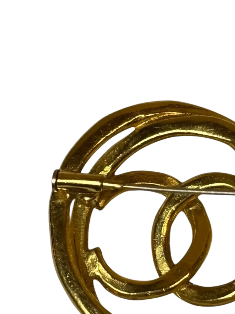 Gold-plated asymmetric CC logo brooch, photo 3 of 4