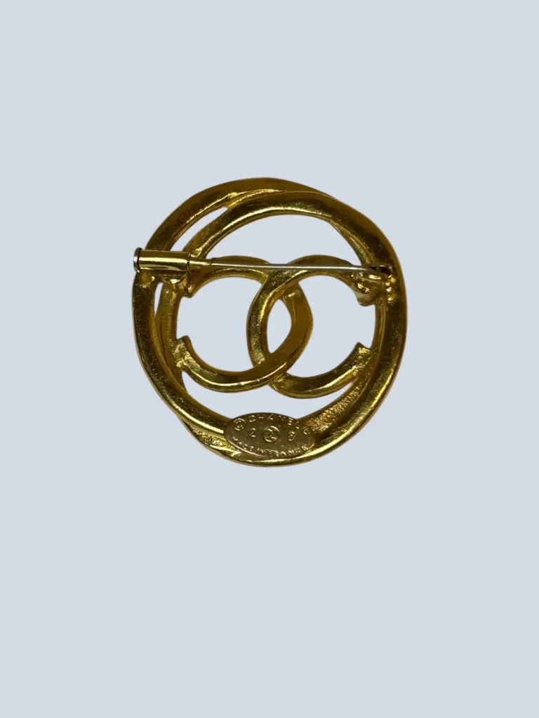 Gold-plated asymmetric CC logo brooch, photo 2 of 4