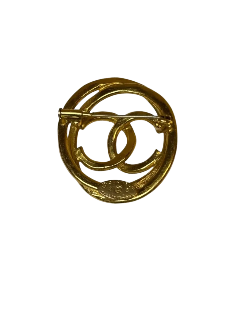 Gold-plated asymmetric CC logo brooch, photo 2 of 4