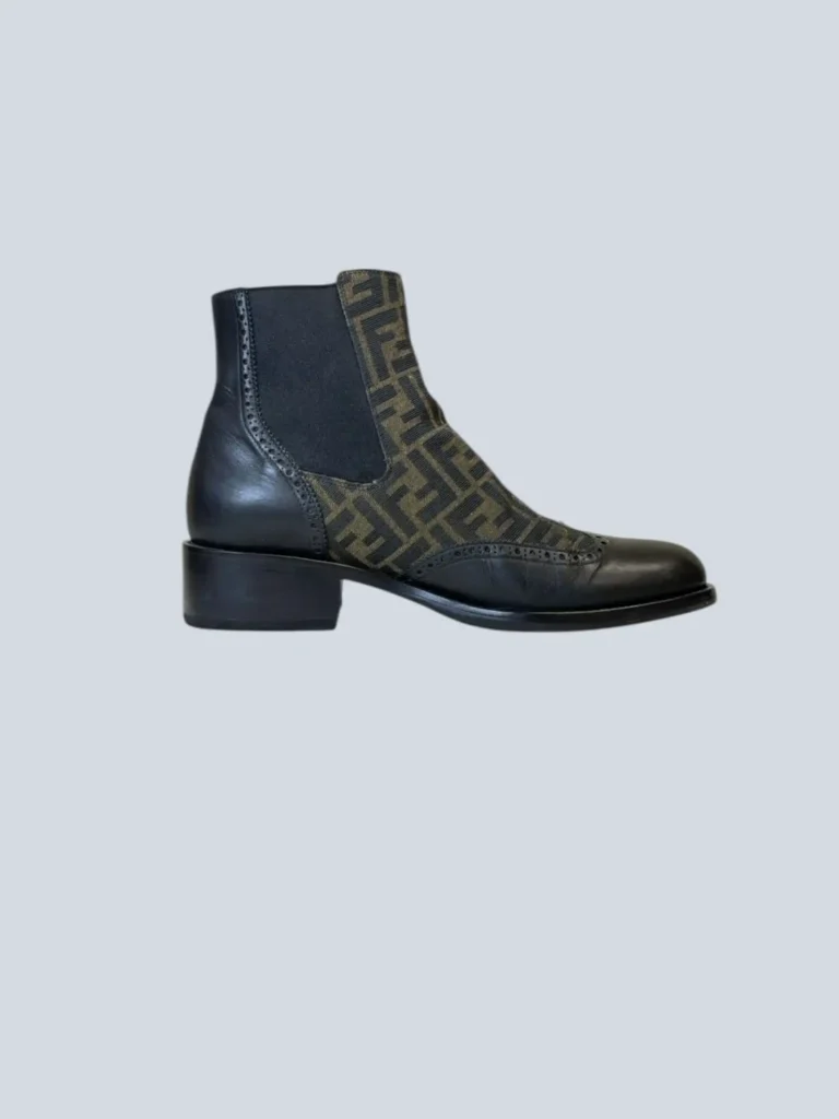 Zucca leather and canvas Chelsea boots, 9.