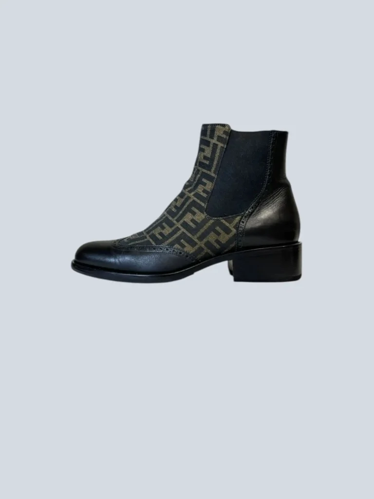 Leather and Zucca canvas Chelsea boots, 9., photo 2 of 9